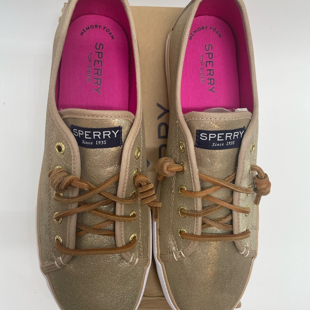 Sperry Women's Gold and Tan Sneakers